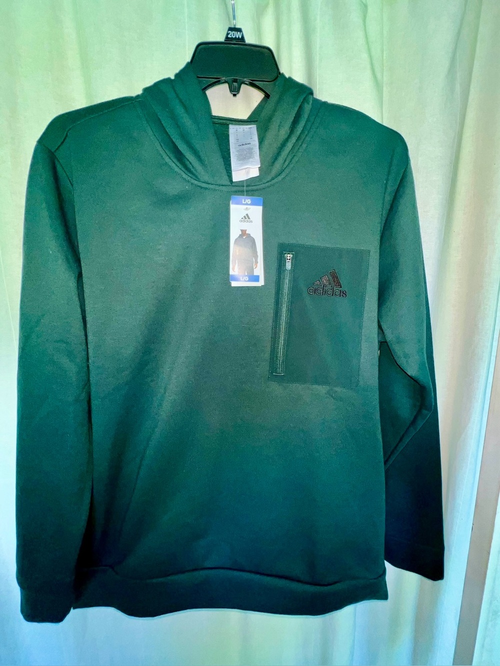 adidas Forest Green Hoodie with Zip Chest Pocket